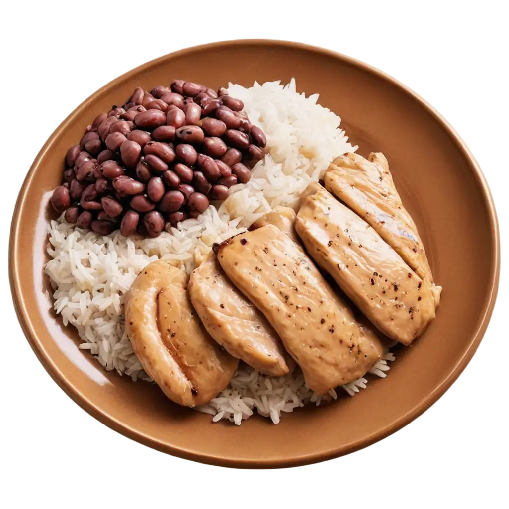 HighQuality-PNG-Image-of-Chicken-Breast-with-Rice-and-Beans-for-Culinary-Content