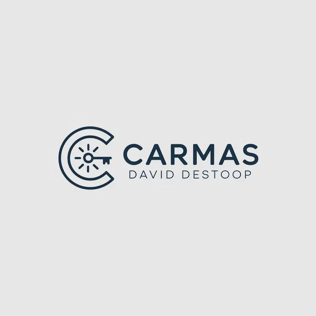 LOGO Design For Carmas Modern Blue and White Logo with Key Symbol