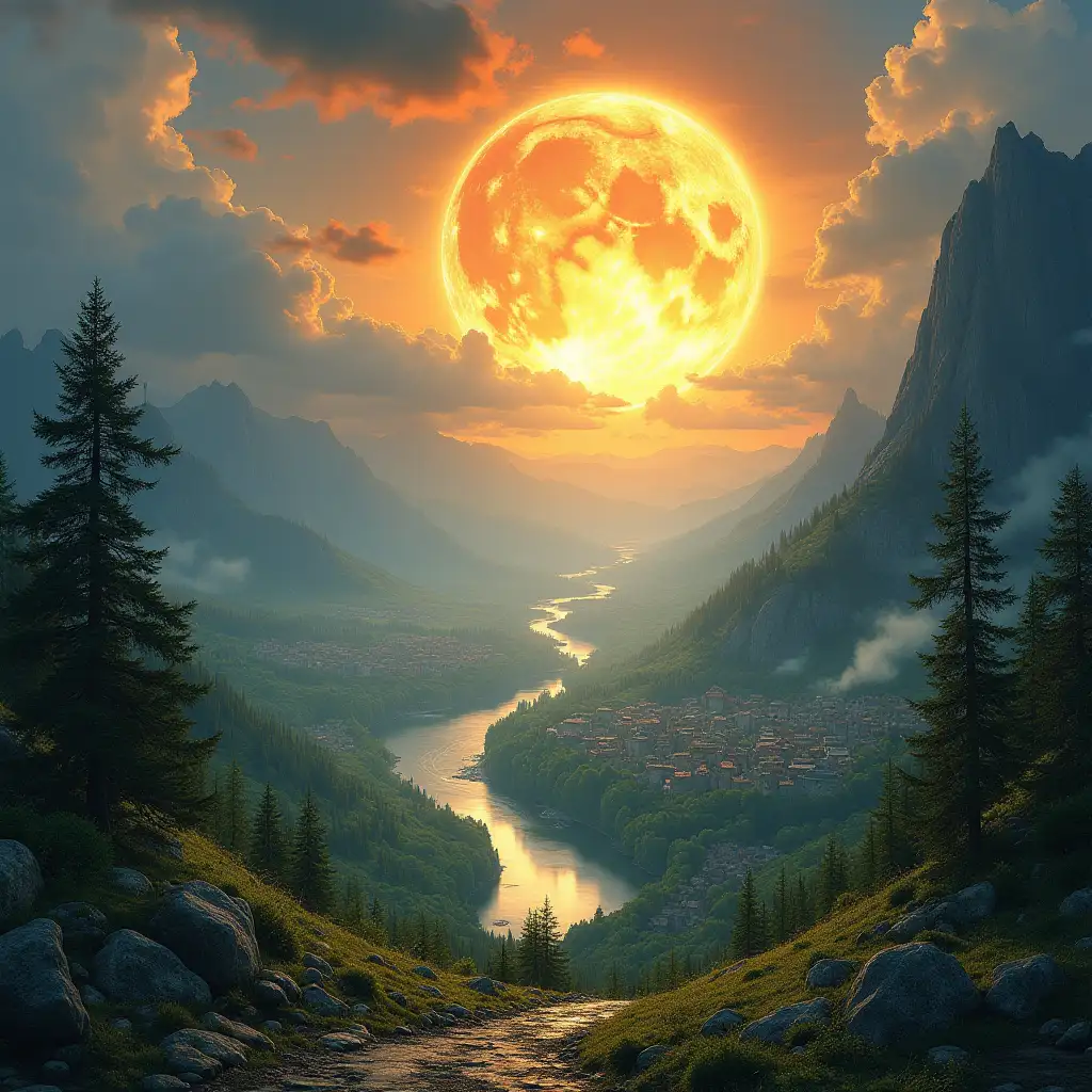Panoramic-Fantasy-Landscape-Inspired-by-Faern-with-Mountains-Rivers-and-Medieval-Towns