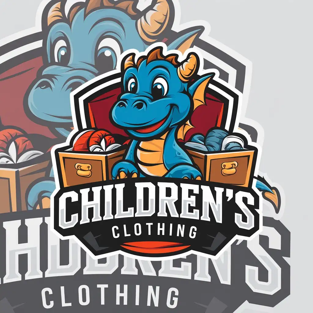 a vector logo design,with the text "children's clothing", main symbol:little smiling dragon,chest children,complex,be used in Retail industry,clear background