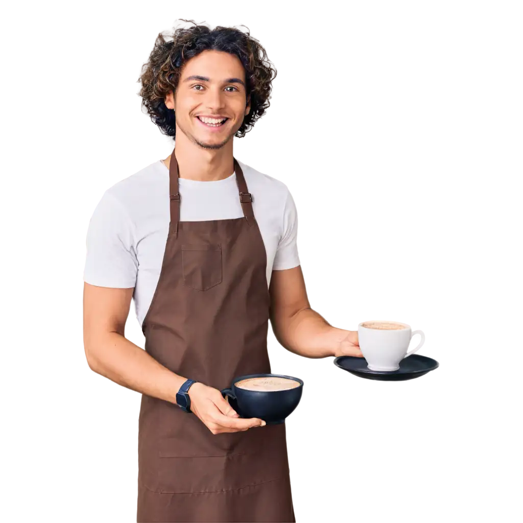 Curly-Barista-Guy-Smiles-Offering-Fragrant-Cappuccino-in-PNG-Format