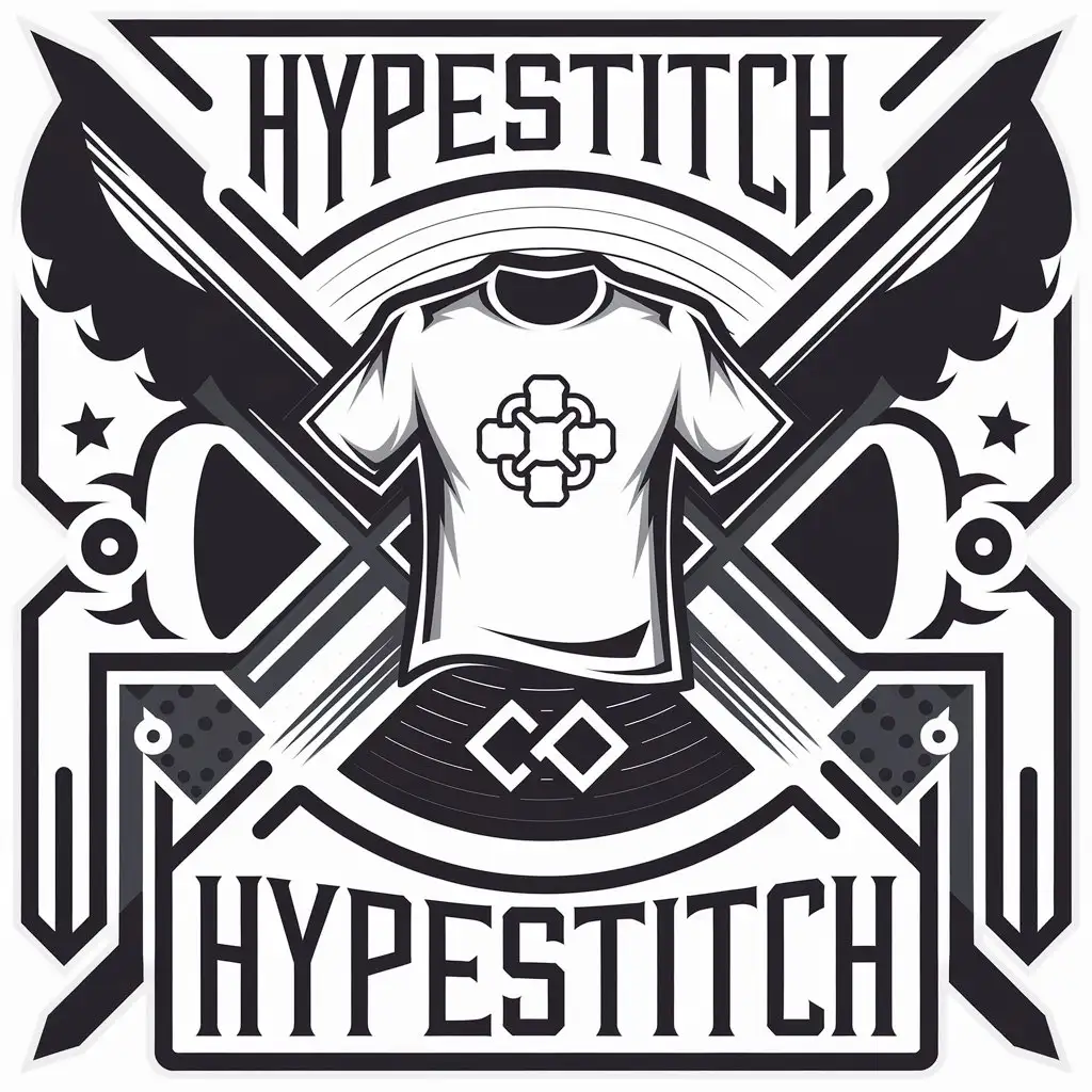 a vector logo design,with the text "HypeStitch", main symbol:t-shirt,complex,be used in Others industry,clear background