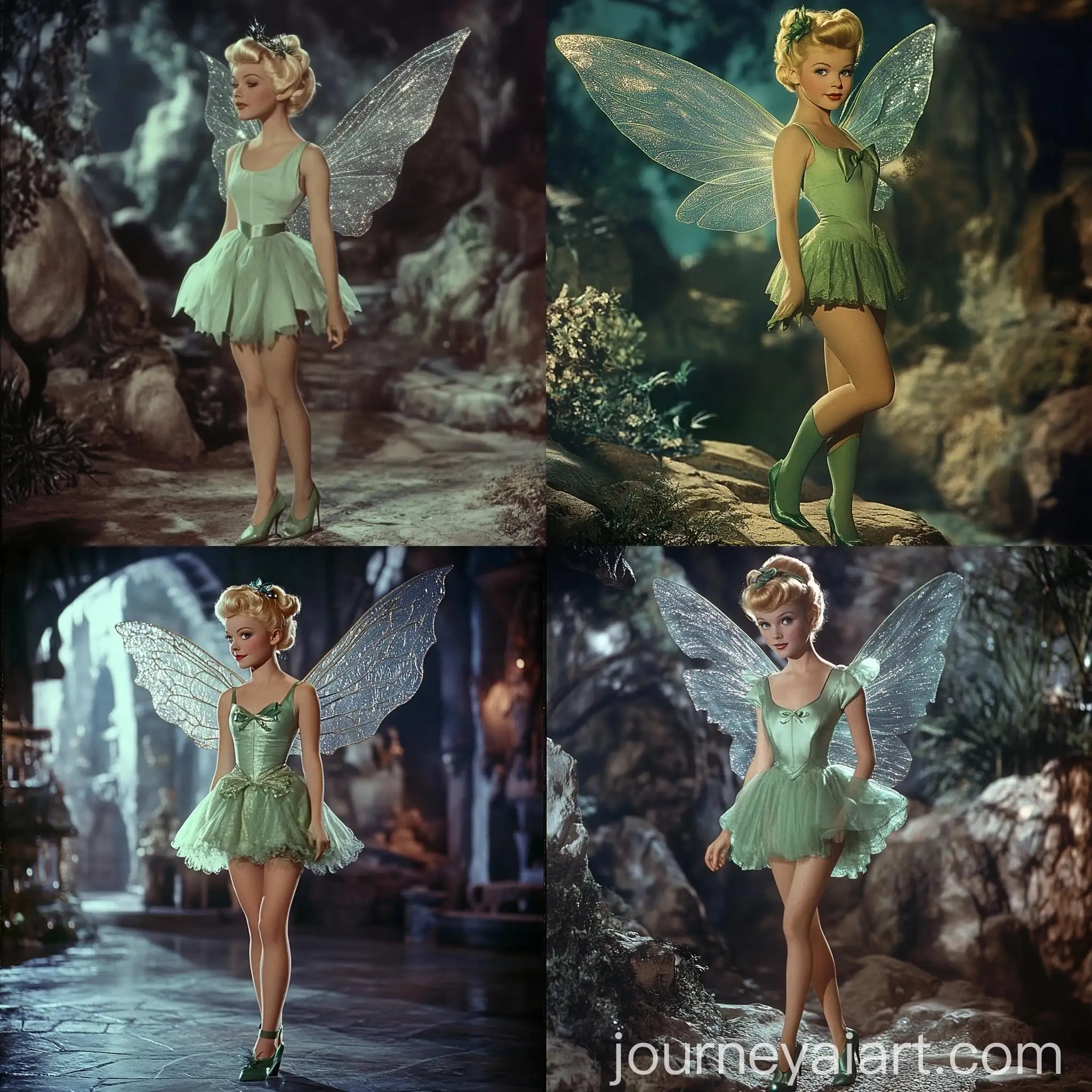 Vintage-Super-Panavision-Movie-Scene-Dark-Fantasy-Fairy-Tinkerbell-in-Green-Dress
