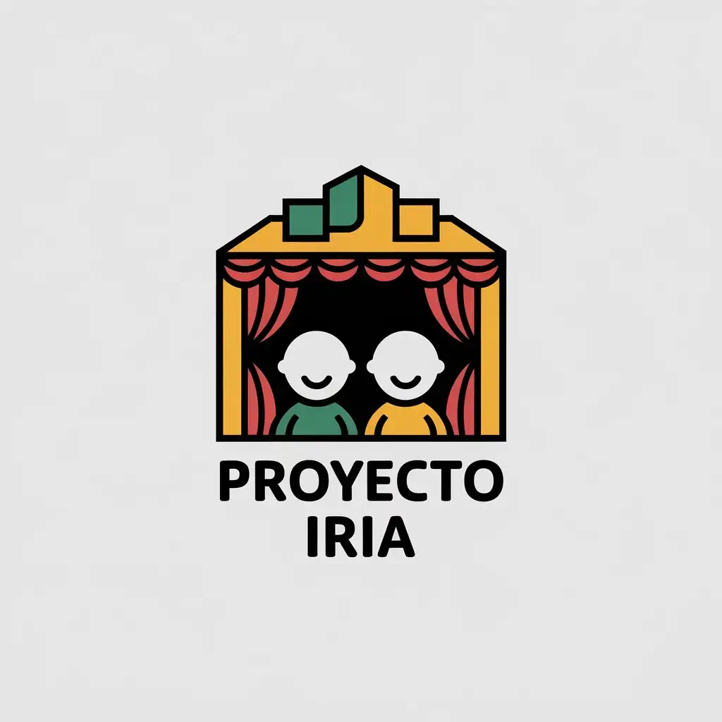 LOGO Design for Proyecto IRIA Minimalistic Vector Design Featuring Two Bald Children Theatre Theme