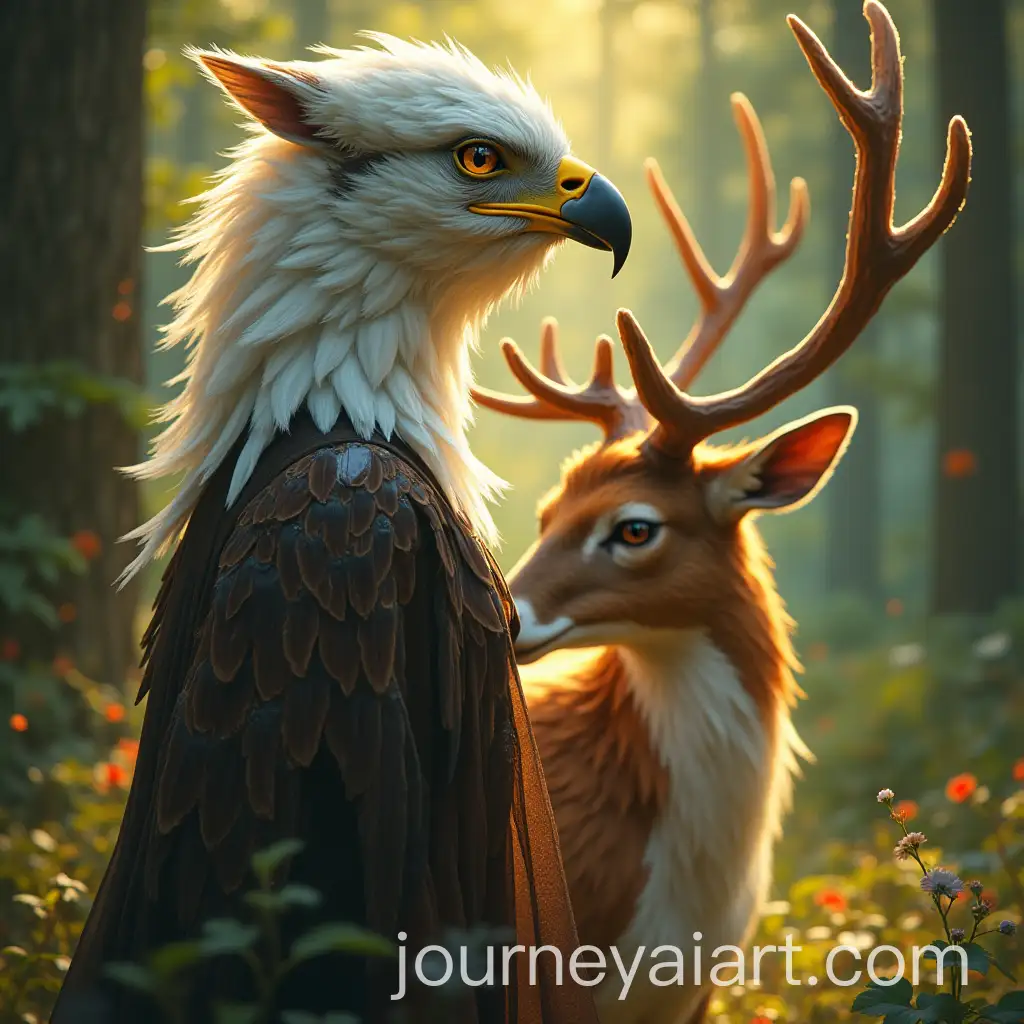 Shapeshifter-Witch-Transforming-Between-Eagle-and-Deer-in-Enchanted-Forest