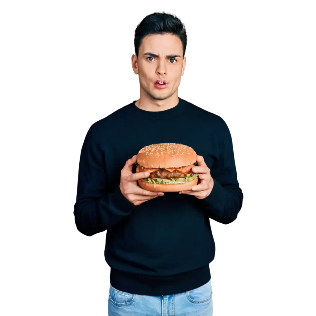 PNG-Image-of-a-Man-in-a-Black-Sweater-Eating-a-Burger-HighQuality-Food-and-Lifestyle-PNG-Image