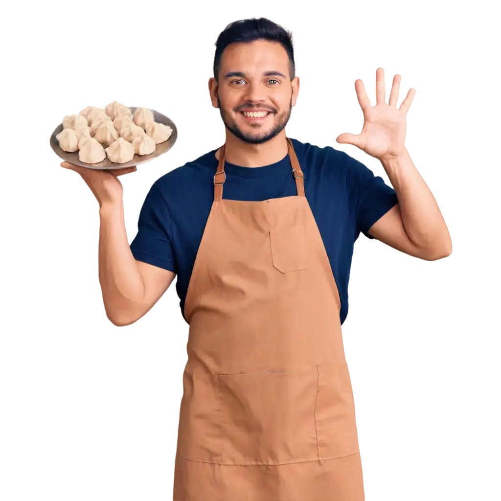 Professional-PNG-Image-of-a-Smiling-Man-Holding-Dumplings-for-Culinary-or-Lifestyle-Use