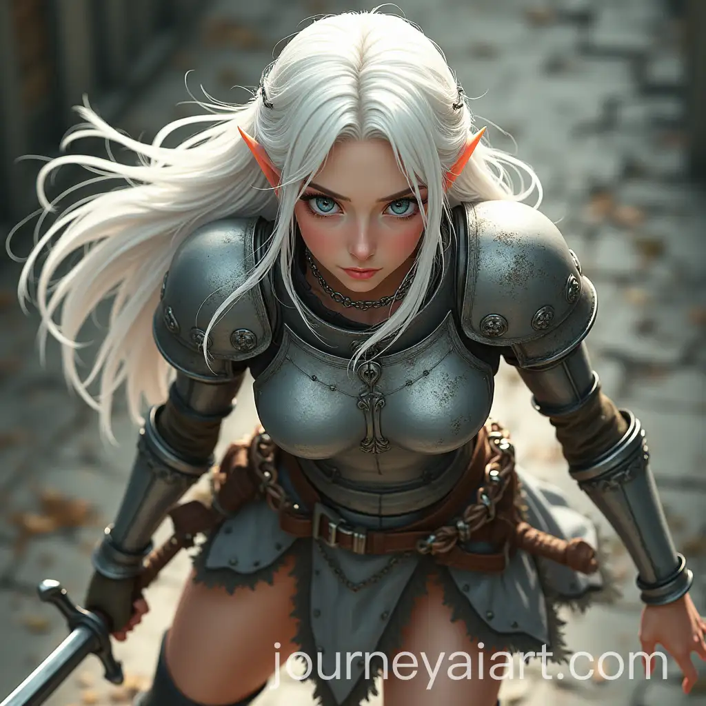 Anime-Style-Elven-Princess-in-Combat-Stance-with-Silver-Armor-and-Chainmail