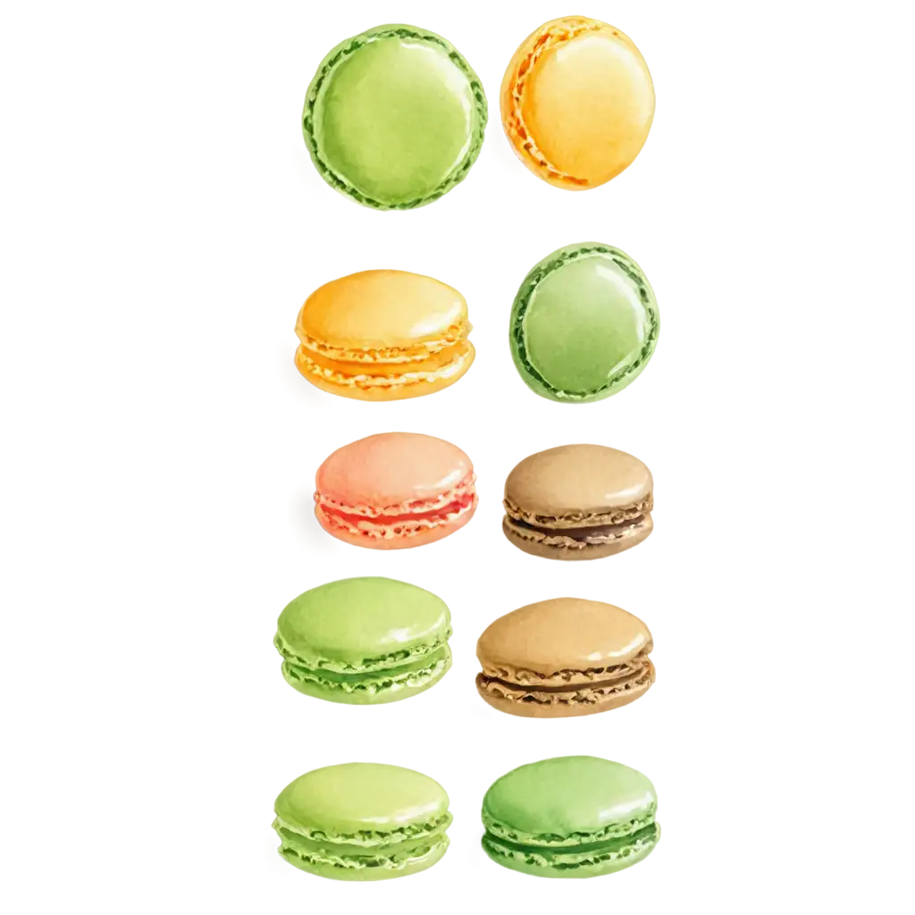 A simple hand-painted watercolor illustration of a Macarons.