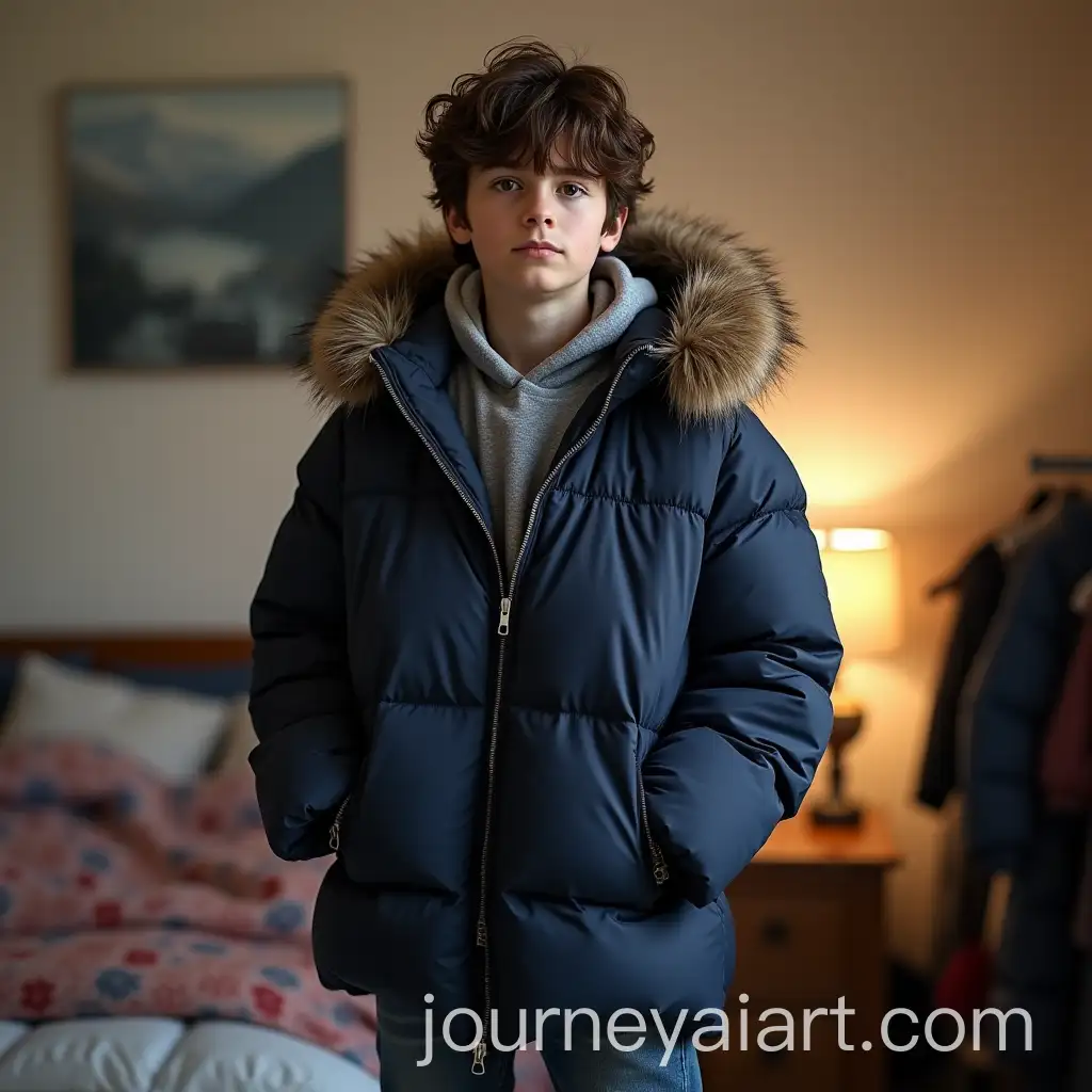 12YearOld-Boy-in-Oversized-Puffy-Winter-Coat-with-Fur-Hood-in-BedroomAI-Image-Prompt-Expansion