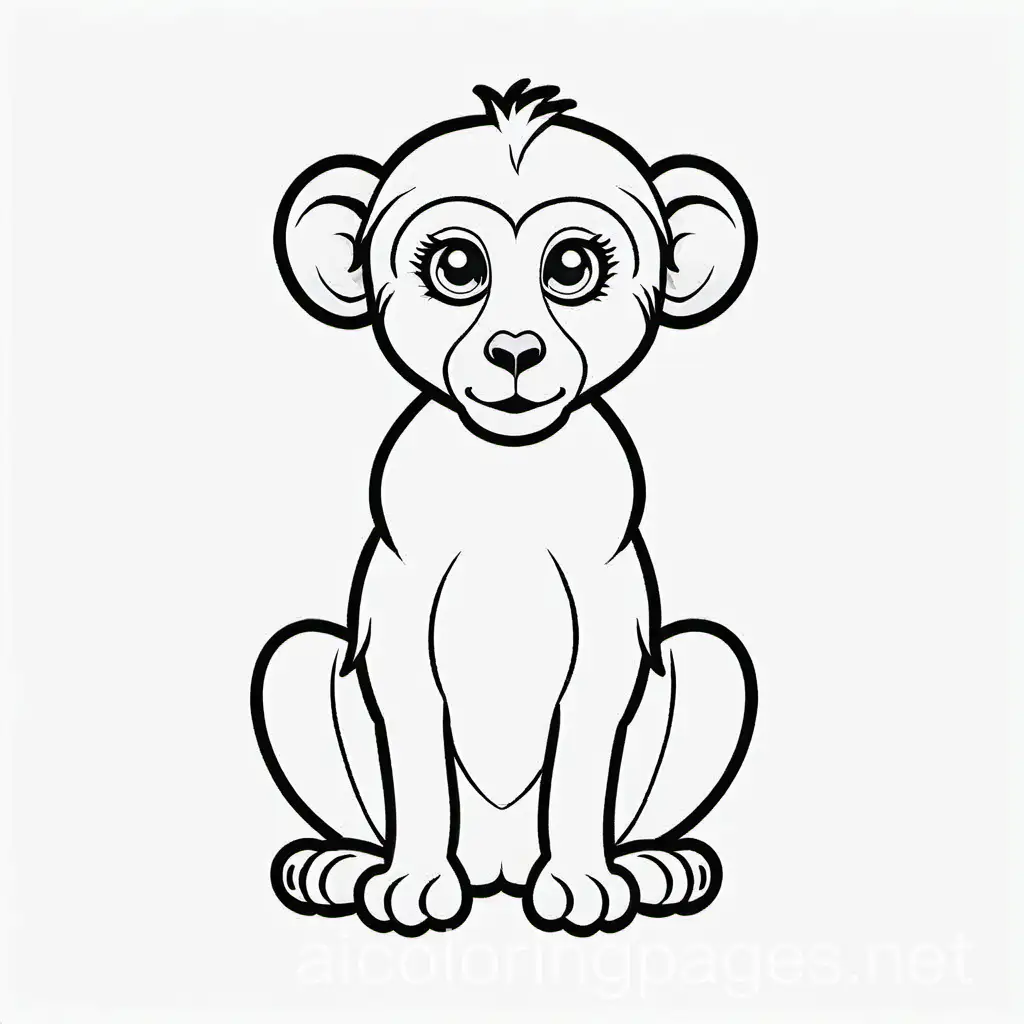 Cute-Baby-Baboon-Coloring-Page-Black-and-White-Line-Art-for-Kids