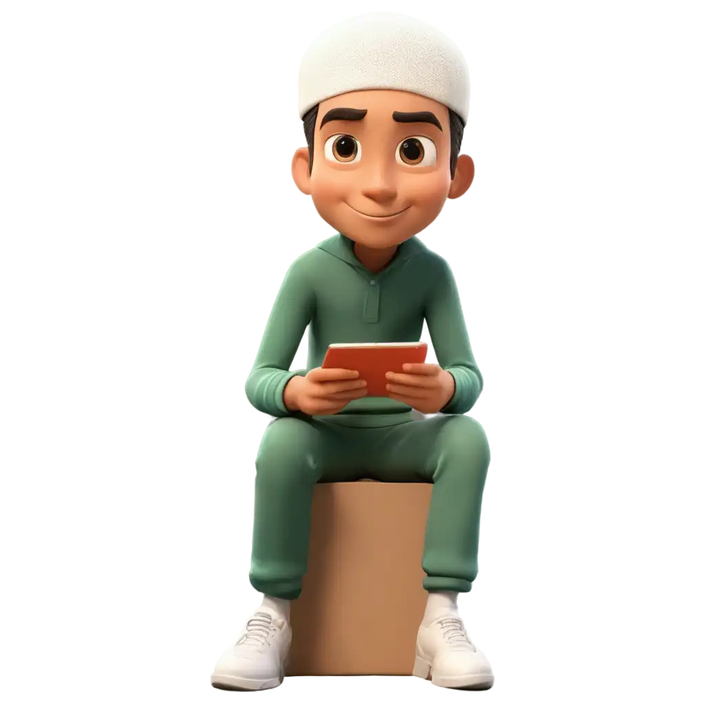 3D-Cartoon-of-a-Muslim-Boy-Sitting-on-a-Box-PNG-Image-Social-Media-and-WhatsApp-Illustration