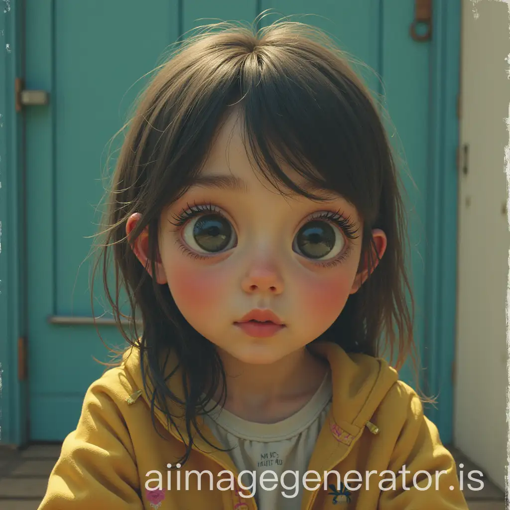 Girl with eyes too big outside the orbits