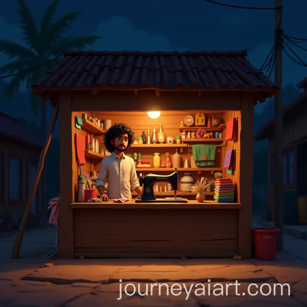 Young-Indian-Tailor-in-Cozy-Village-Shop-at-Night