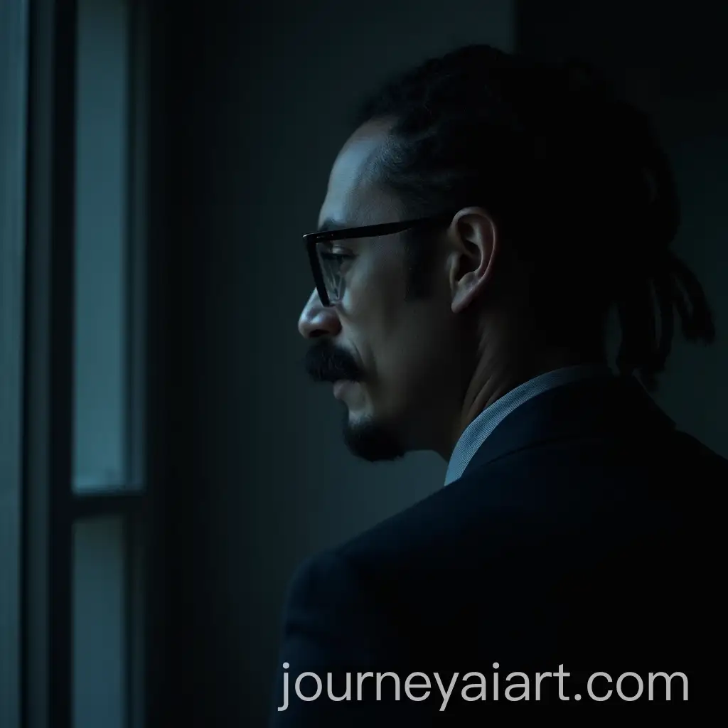 MixedRace-Male-Professor-Inspecting-Fingerprints-at-Night