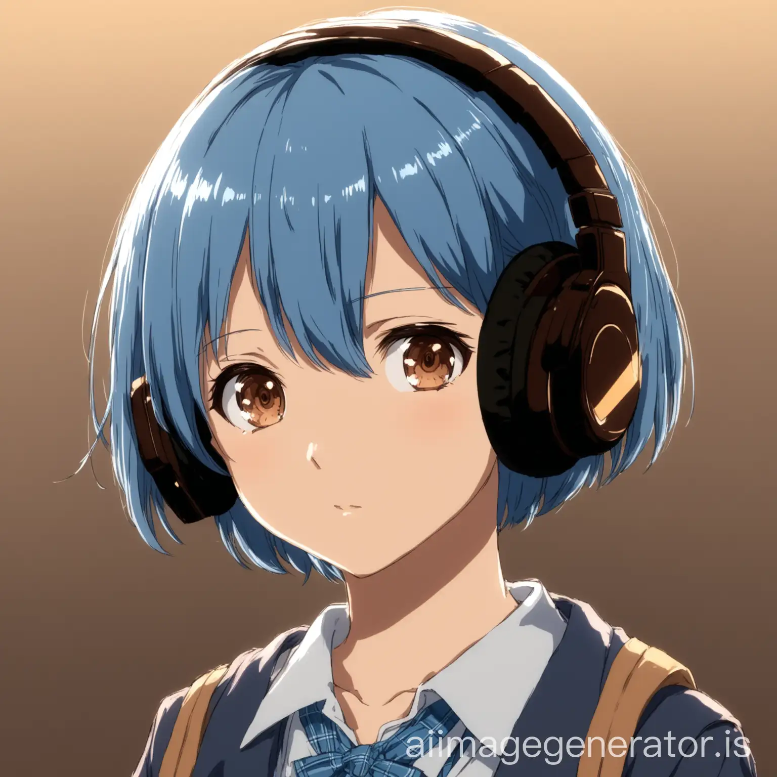 Anime-Schoolgirl-with-Short-Blue-Hair-and-Music-Headphones