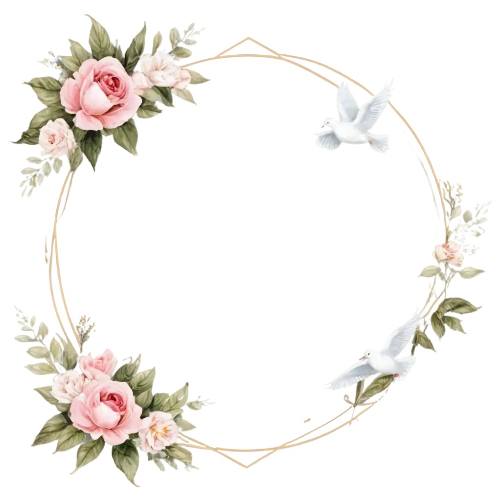 Beautiful-PNG-Illustration-of-Empty-Christian-Frame-with-Flowers-and-Dove