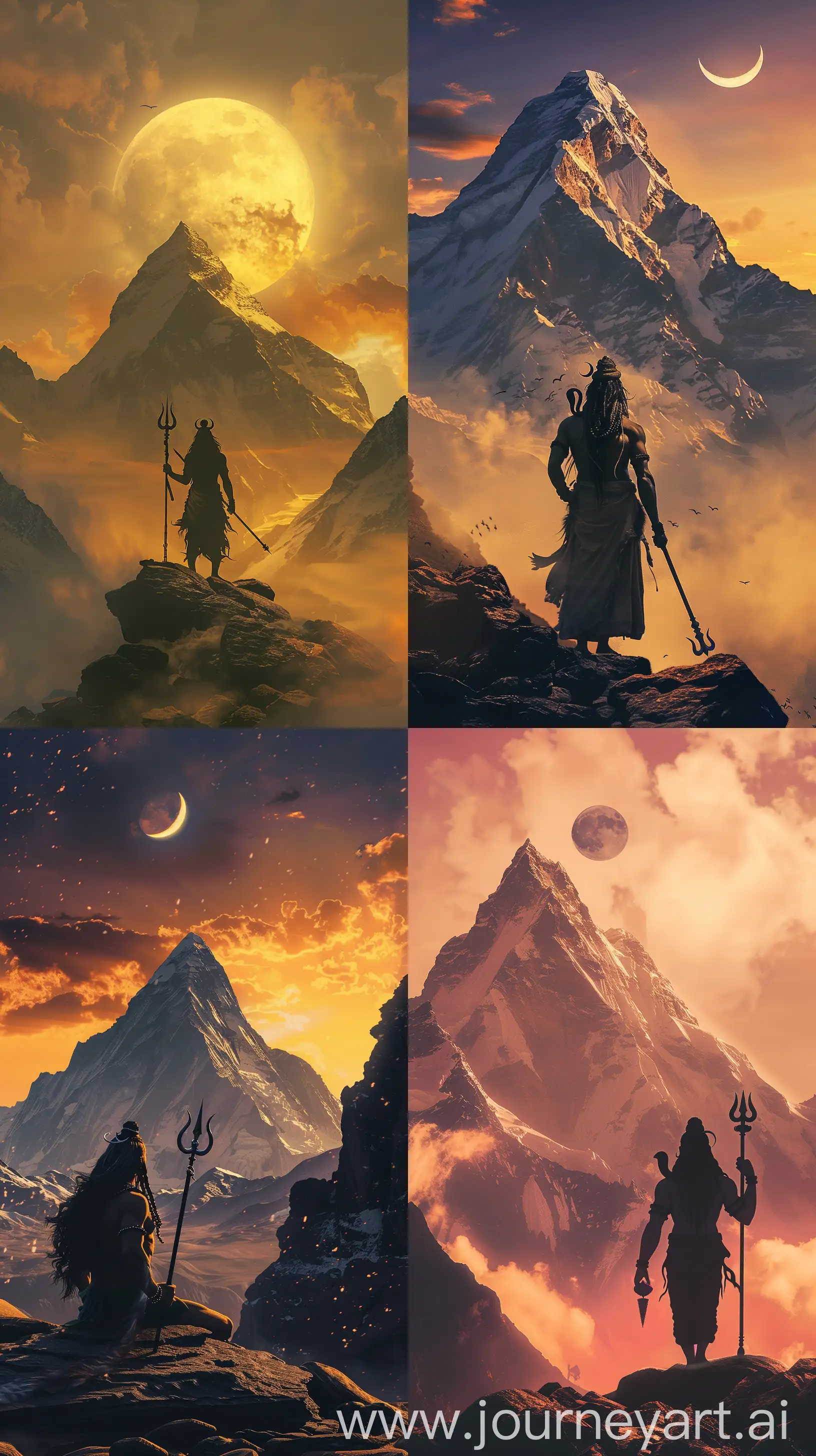 Silhouette-of-Lord-Shiva-Holding-Trident-at-Mount-Kailash-in-Golden-Twilight