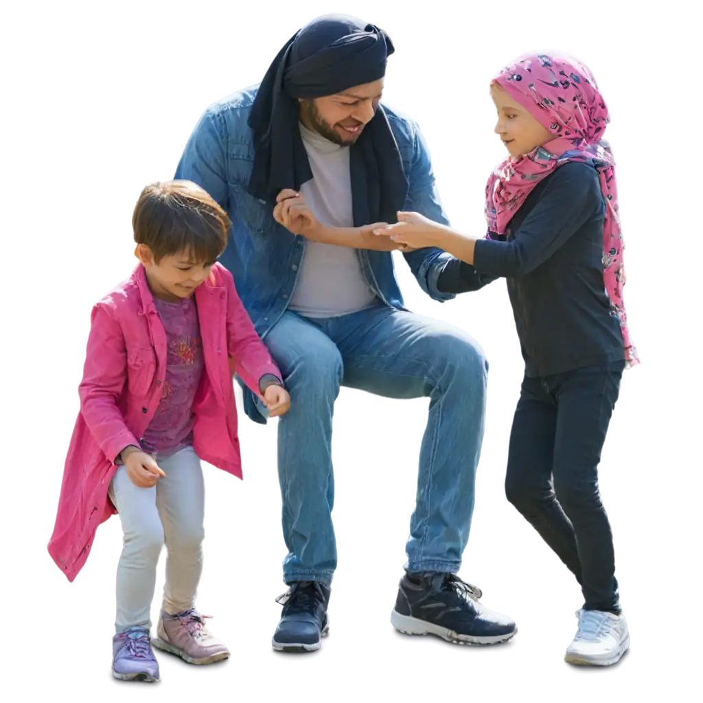 Father-Son-and-Daughter-Playing-with-Headscarves-in-the-Park-PNG-Image-for-Family-Moments-and-Outdoor-Activities