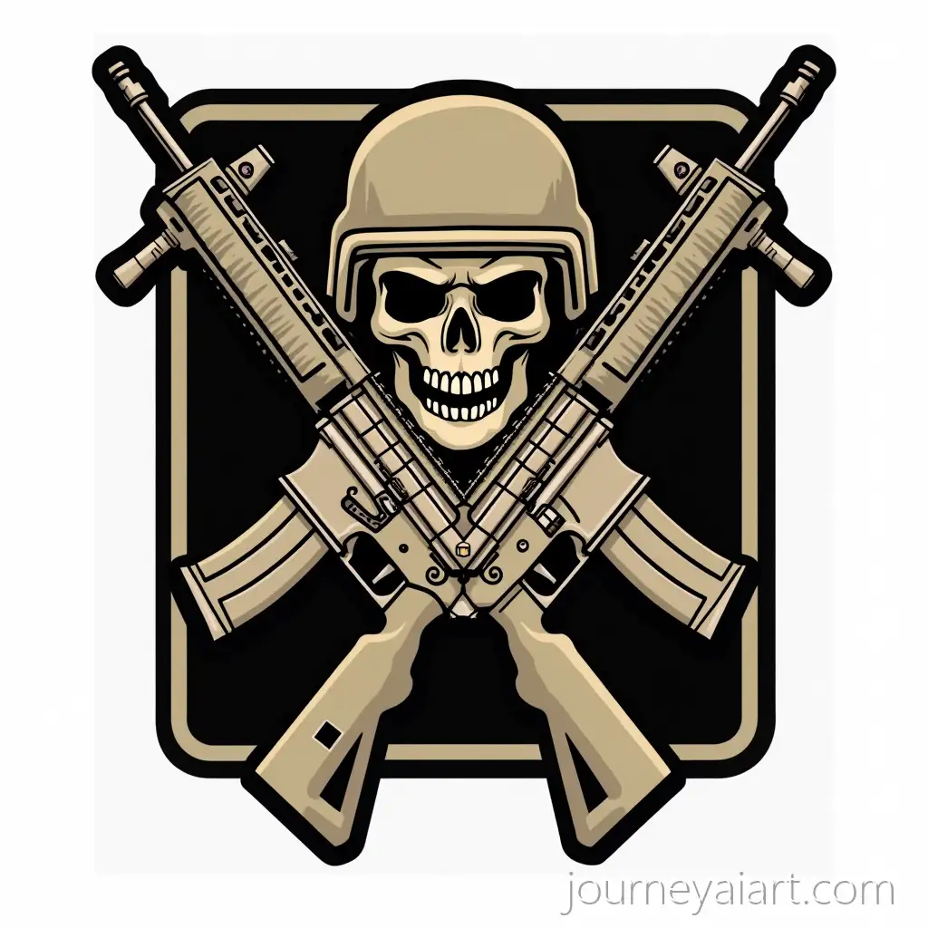 Tactical-skull-logoStylized-Skull-with-MICH-2000-Tactical-Helmet-and-Crossed-Assault-Rifles-Logo