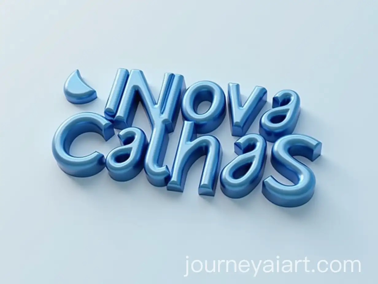 Futuristic-3D-Logo-Design-of-Nova-Calhas-with-Blue-Metal-Tubes-and-Water-Droplet