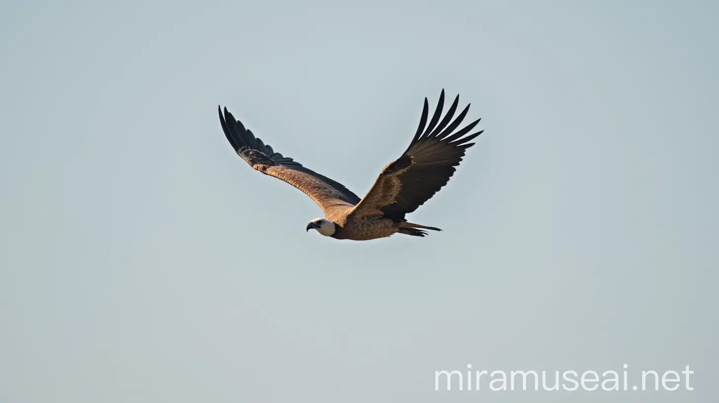 Graceful Vulture Soaring in Clear Blue Sky