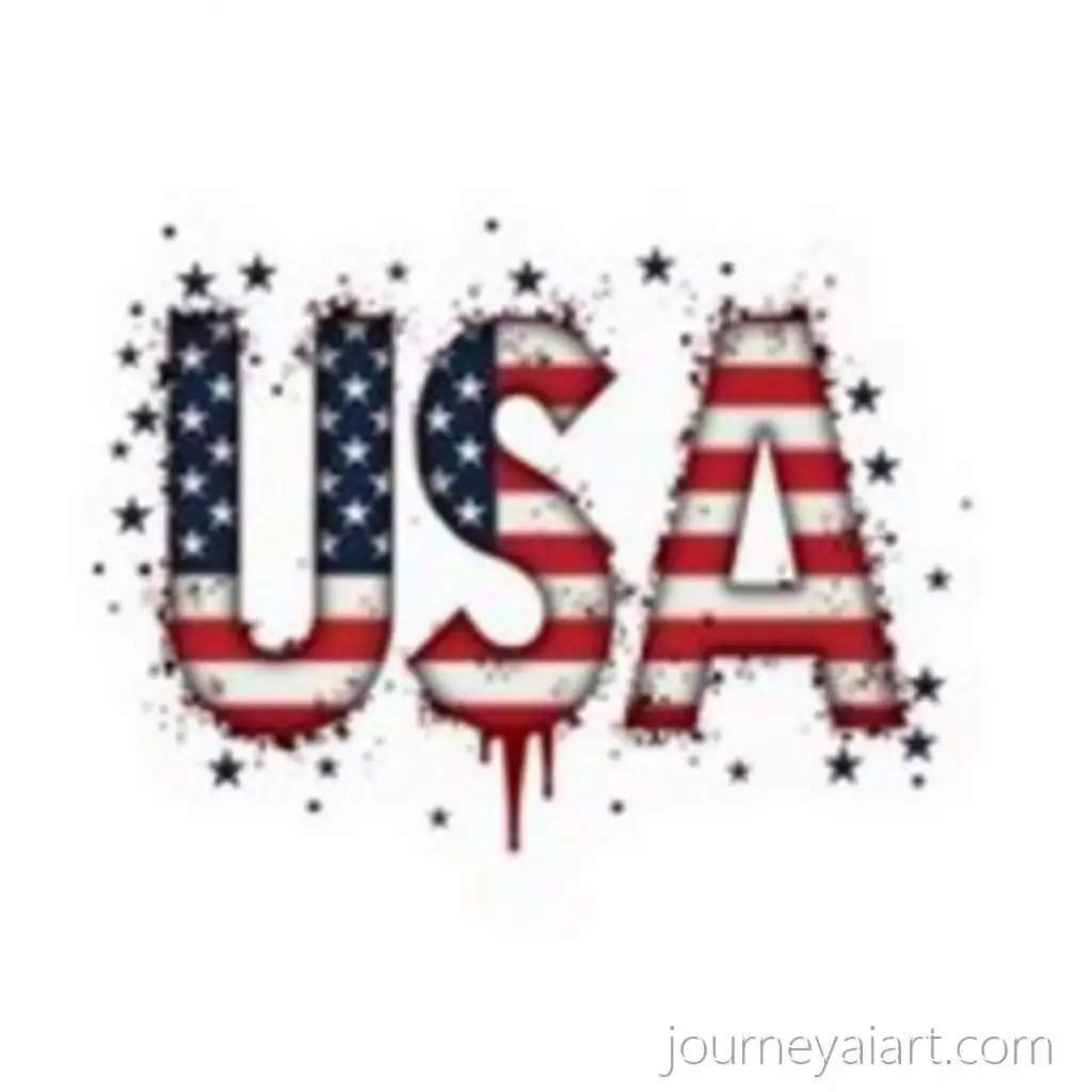 USA-Tshirt-Design-with-Torn-American-Flag-and-Flying-Stars-in-Red-and-Black