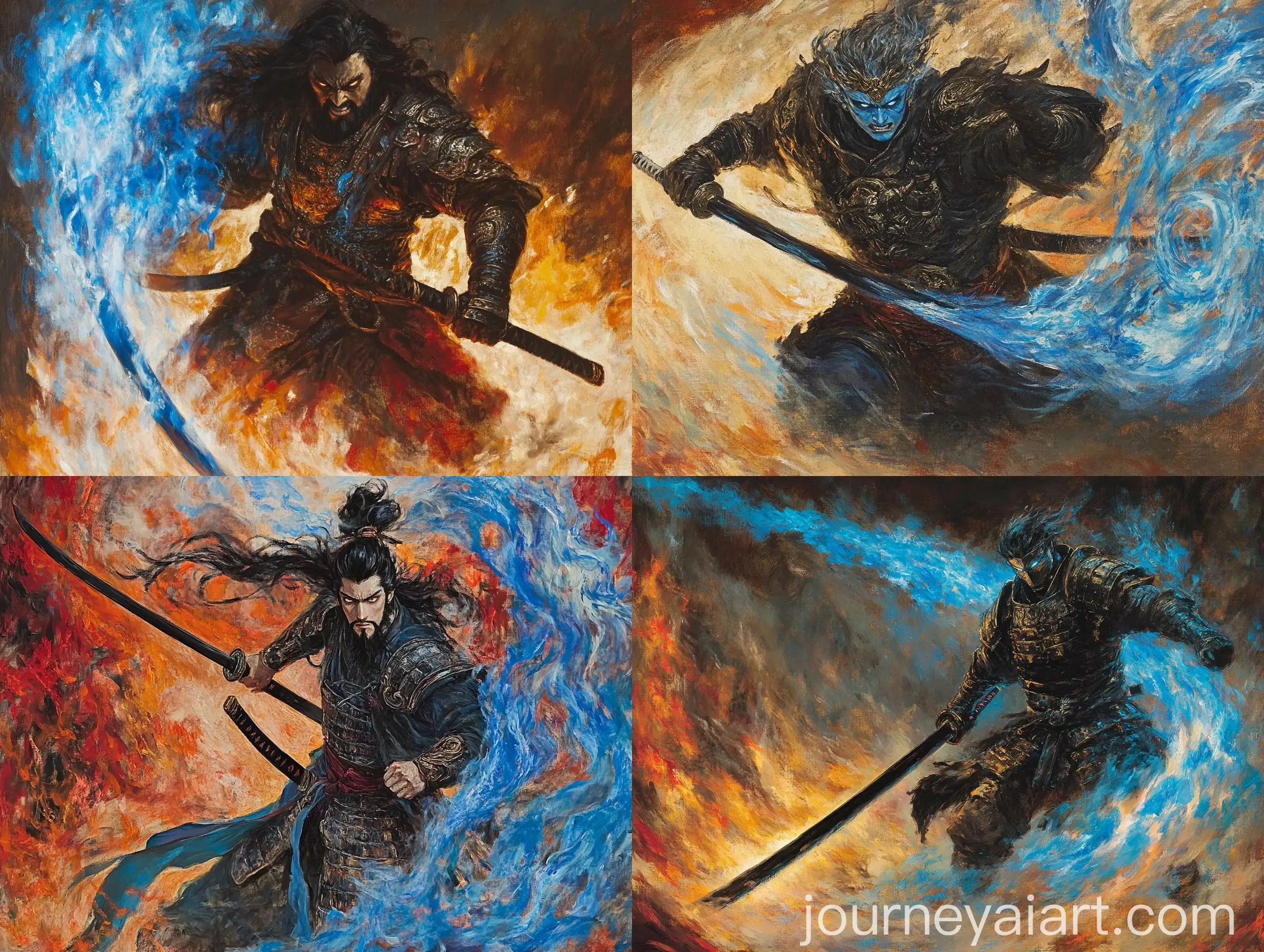 Fearsome-Deity-Wielding-Black-Katana-in-Fiery-Battle
