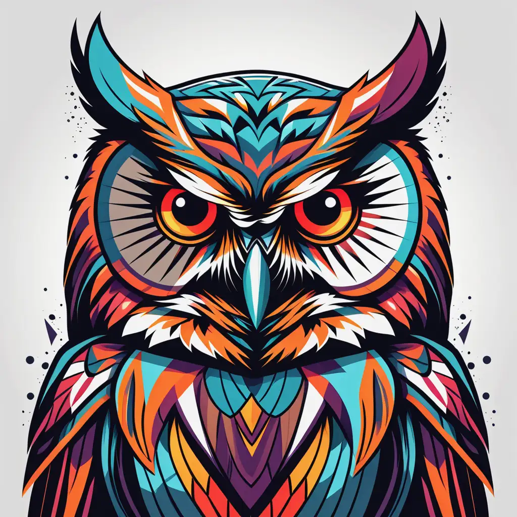 Colorful-Owl-in-Graphic-Style-Majestic-and-Vibrant-Bird-Illustration