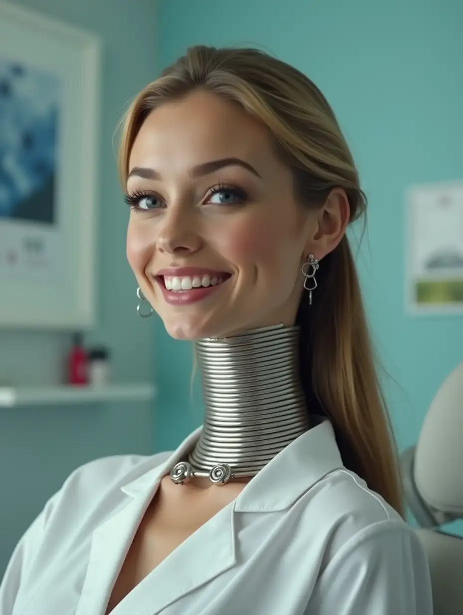 Woman-with-Long-Neck-Receiving-Neck-Rings-in-Medical-Setting