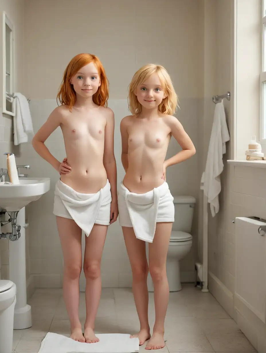 Adorable-Young-Girls-in-Bathroom-with-Tiny-Towels