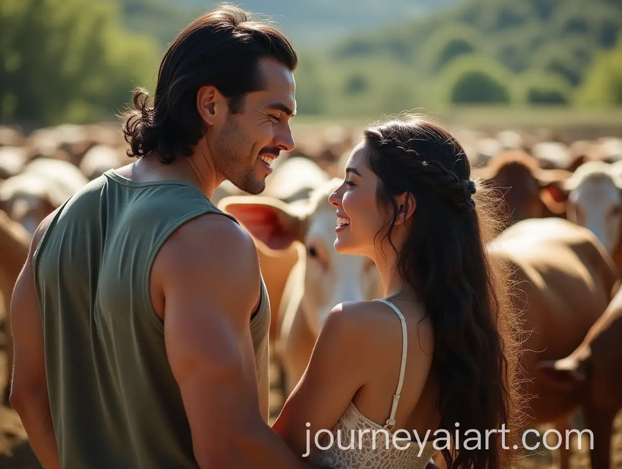 Couple-Embracing-Animals-in-a-Serene-Vegan-Farm-Sanctuary