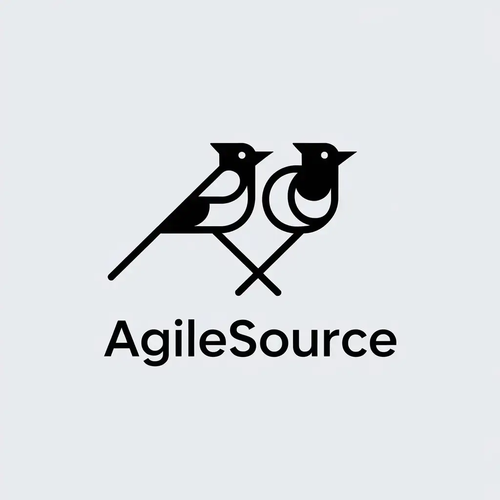 LOGO Design for AgileSource Minimalistic Vector with Two Magpies for Animals Pets Industry