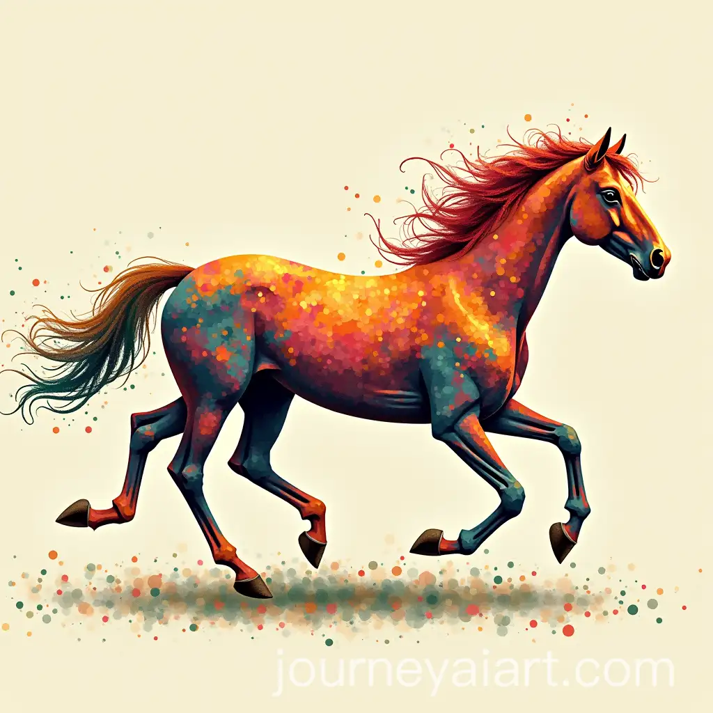 Colorful-PixelAI-Art-Prompt-Expansionated-Horses-with-Vintage-Grain-Effect