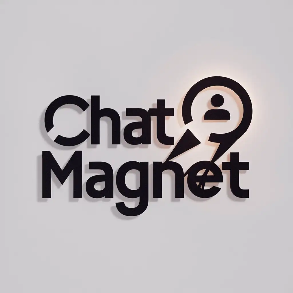 a logo design,with the text "Chat Magnet", main symbol:User and dialog, possibly elements of a magnet or lightning,Moderate,clear background