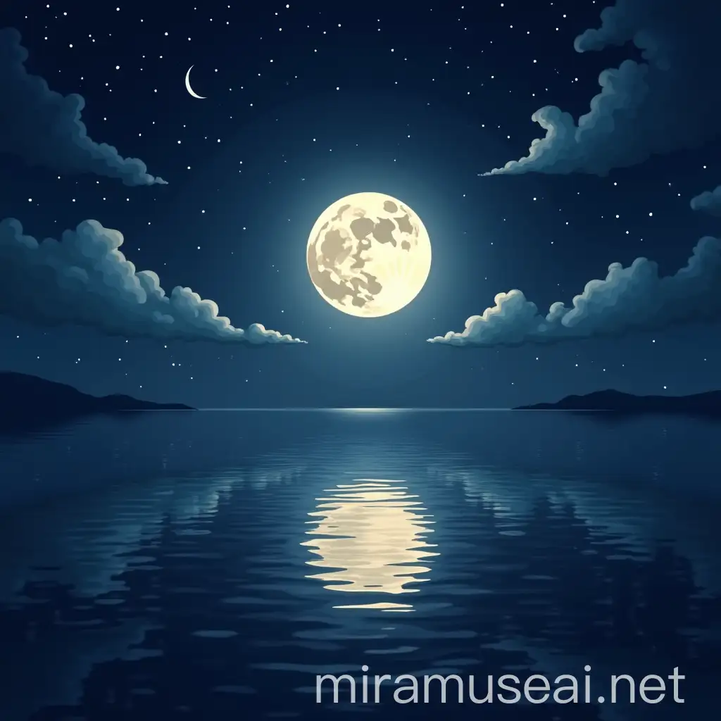 Moonlit Night Sky Art Serene Landscape with Celestial Beauty