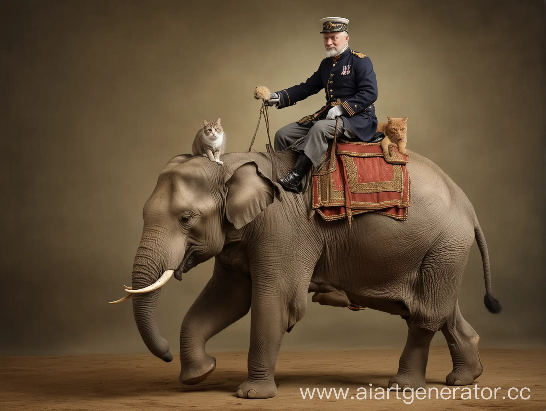 Master-Riding-an-Elephant-with-a-British-Cat