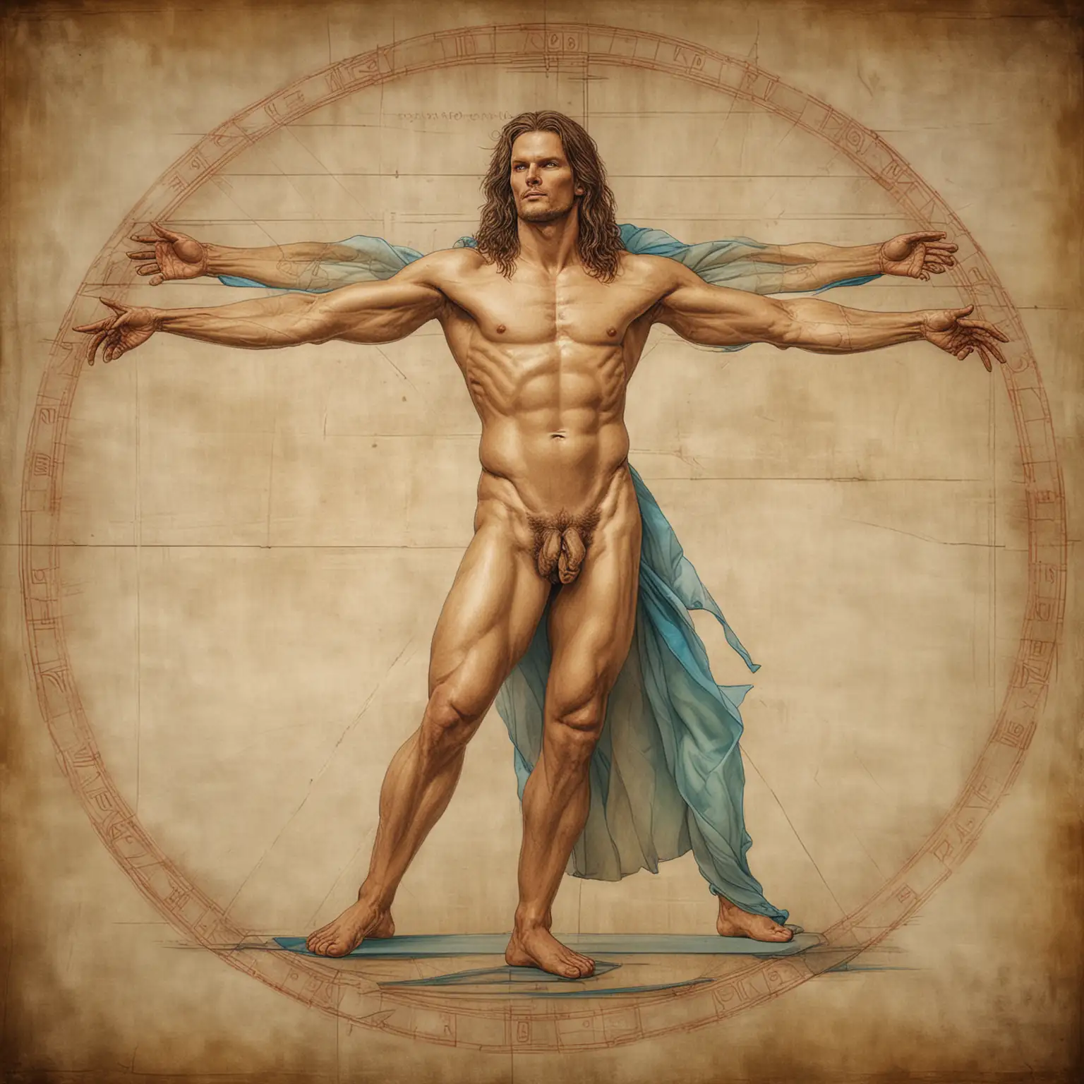 Tom-Brady-Posing-in-Vitruvian-Man-Posture-with-Neo-Pop-Art-Twist