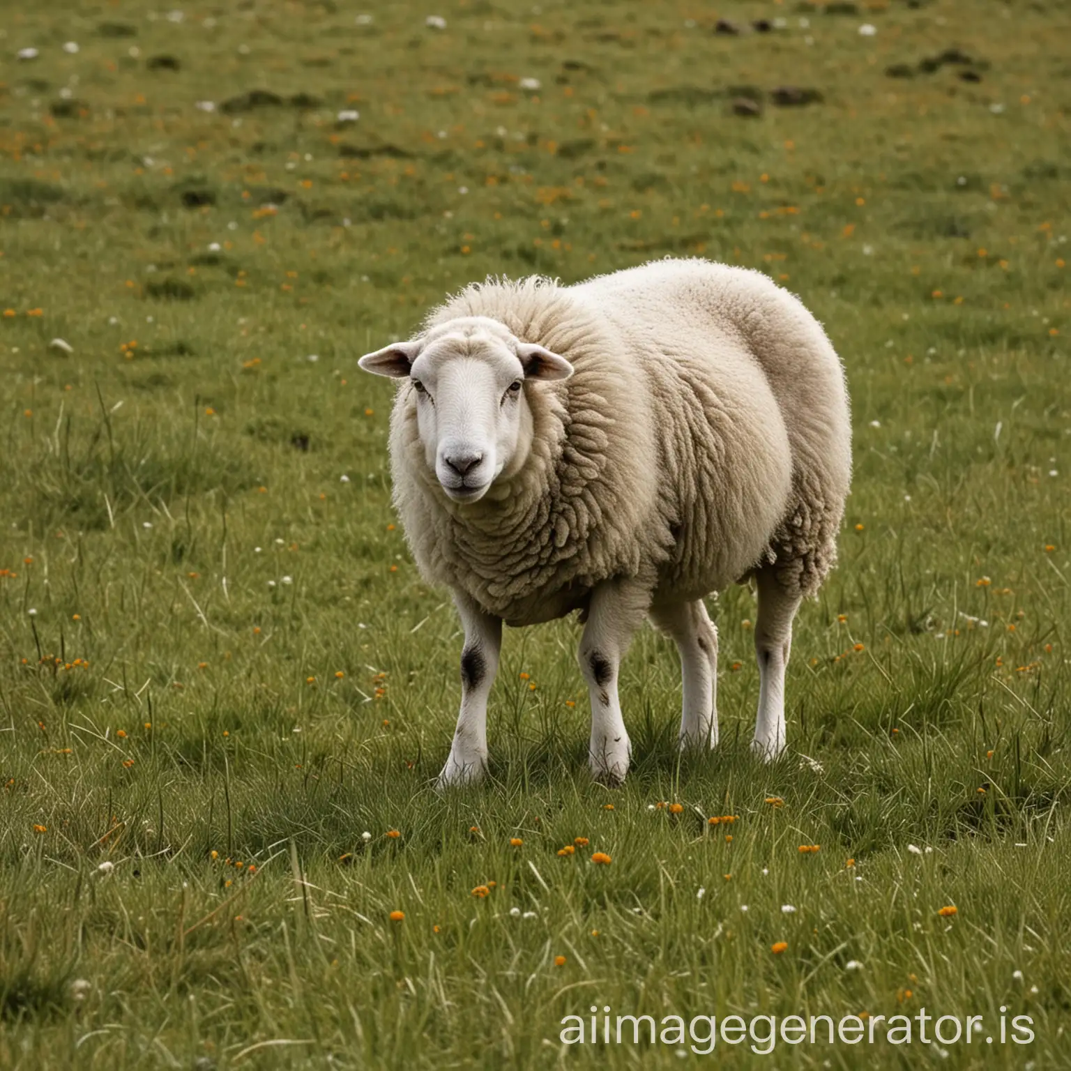 a sheep on a grassland