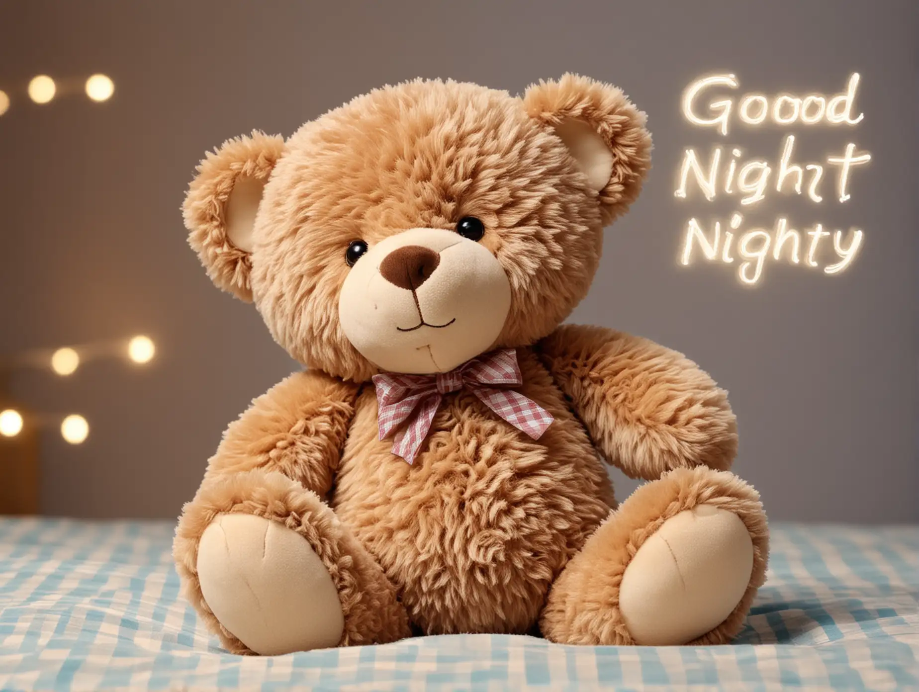 A cute teddy bear saying good night 