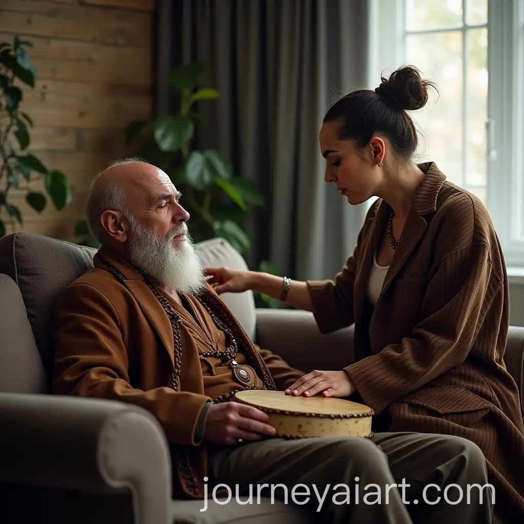 Urban-Shaman-Woman-Drumming-for-Patients-Soul-Retrieval