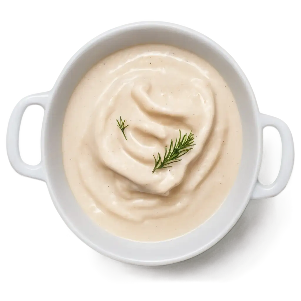 Top-View-of-Sour-Cream-Sauce-in-a-PNG-Format-Bowl-Freshness-and-Clarity-Captured