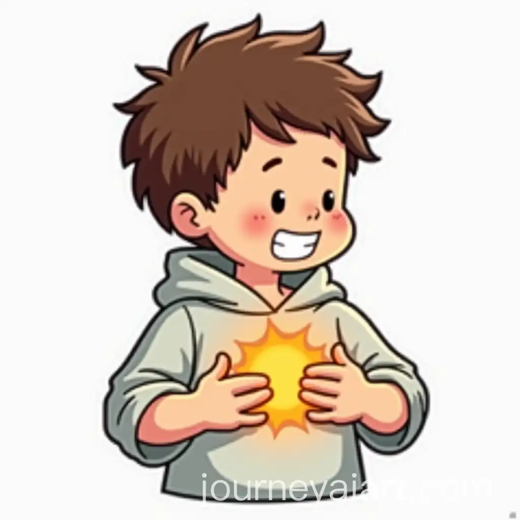 AI-Art-Prompt-ExpansionBoy-in-TShirt-Warming-Hands-in-Cold-Weather-Cartoon-Style-Sticker