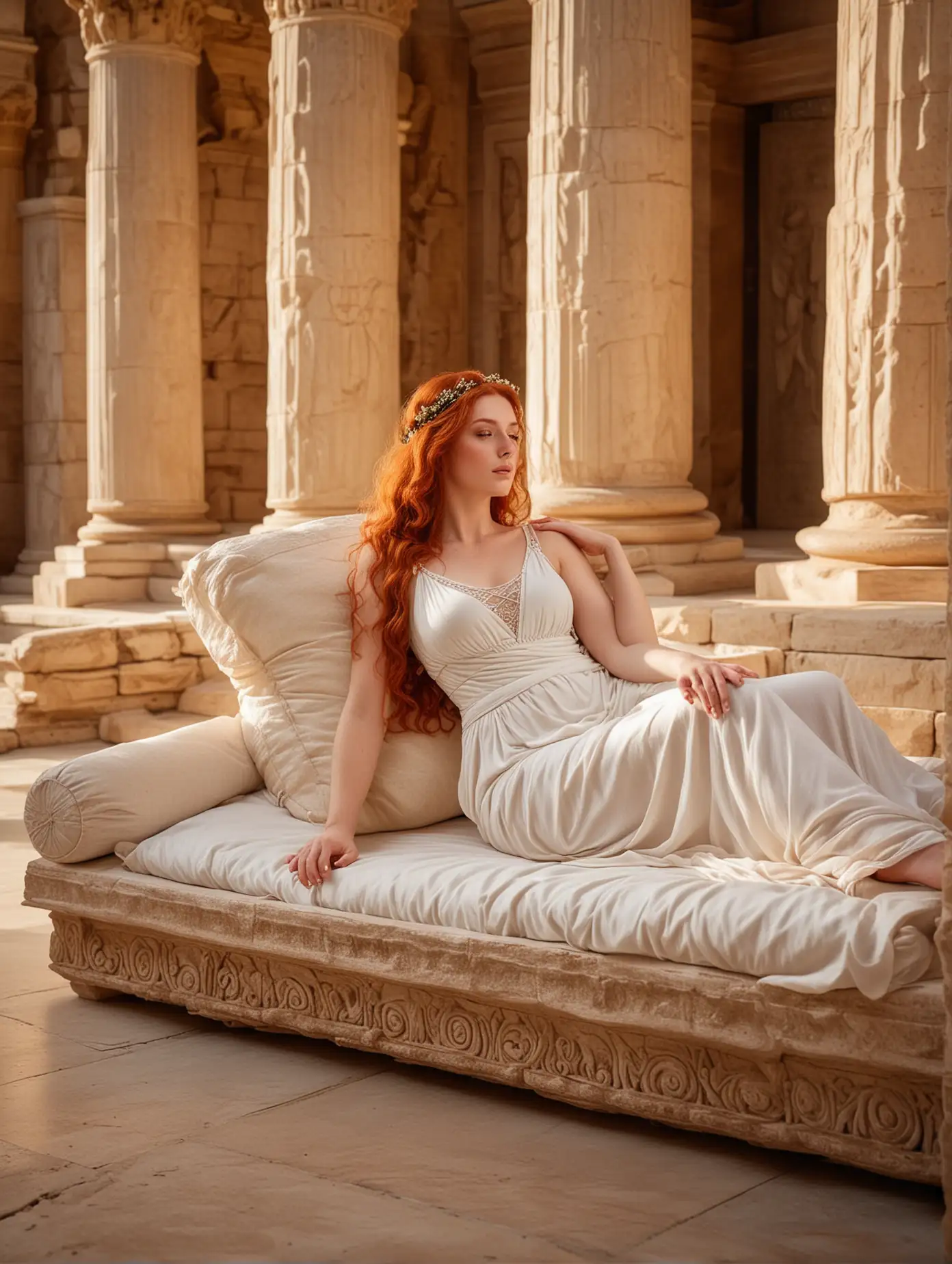 Redheaded-Athletic-Priestess-Reclining-in-Aphrodites-Temple-with-Fellow-Priestesses