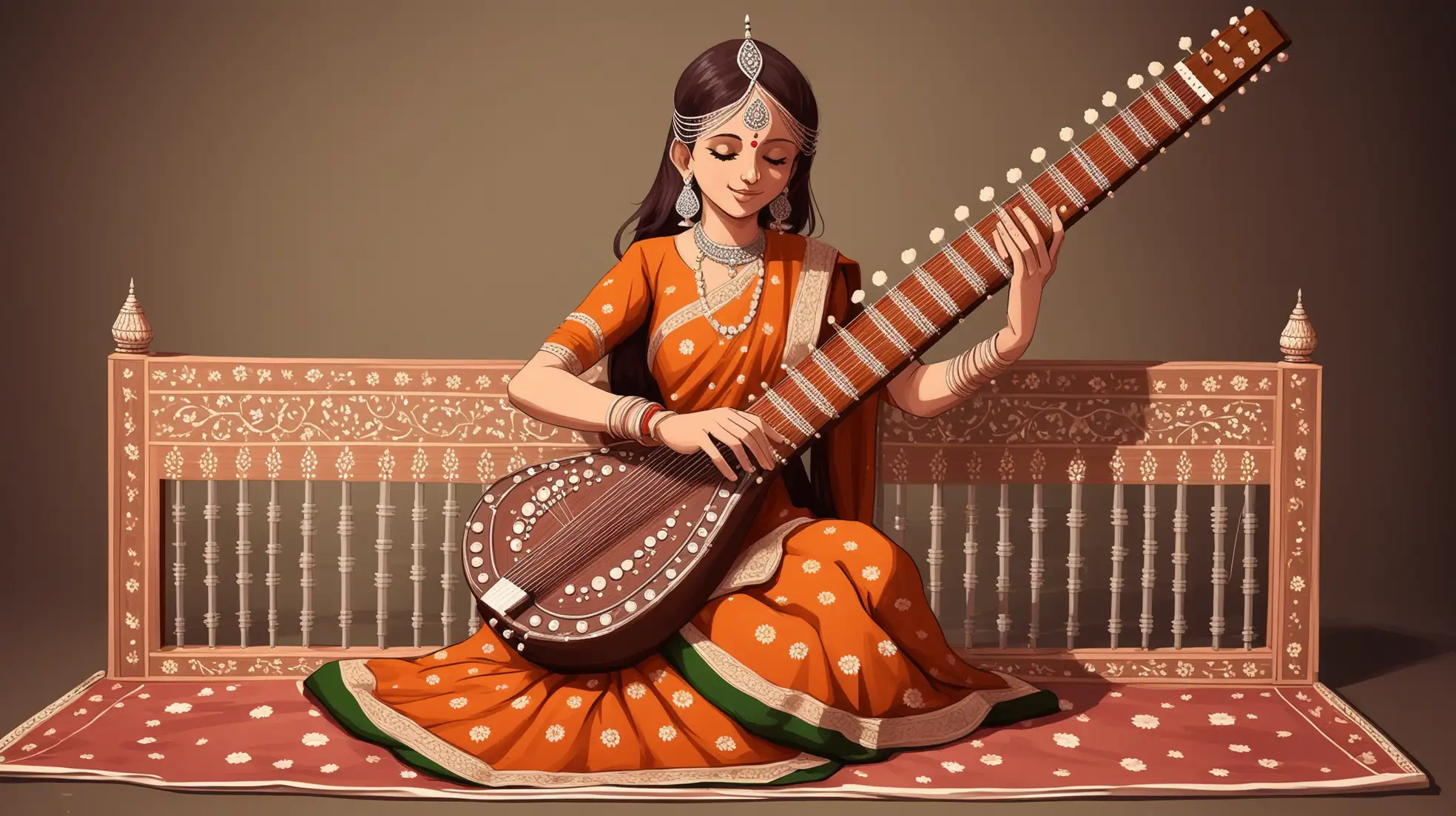 Traditional-Sitar-Instrument-Played-with-Cultural-Reverence