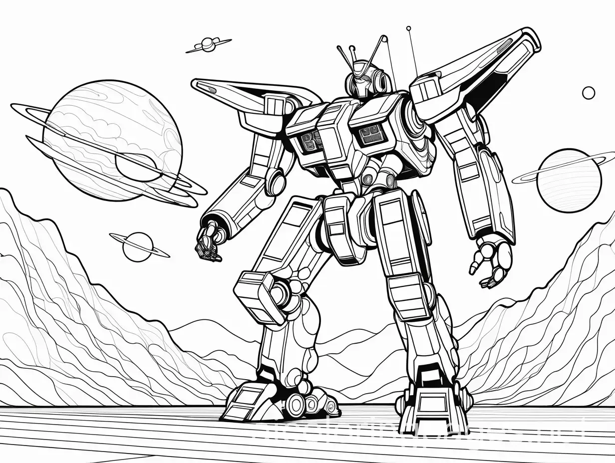 MangaInspired-Robot-and-Space-Carrier-Coloring-Page