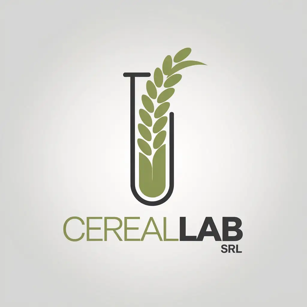 a vector logo design,with the text "CereaLlab Srl", main symbol:a vector logo design,with the text 'CereaLab Srl', main symbol: a rice ear in a test tube, Minimalistic, clear background, green and black  color text,Moderate,clear background,Moderate,clear background