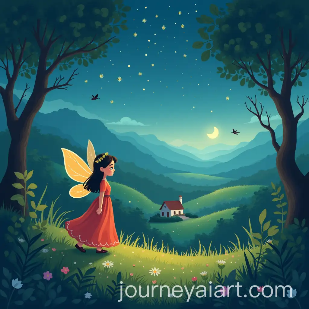 Fairy-and-Grandmother-in-a-Starry-Jungle-Village-Storybook-Style-Illustration