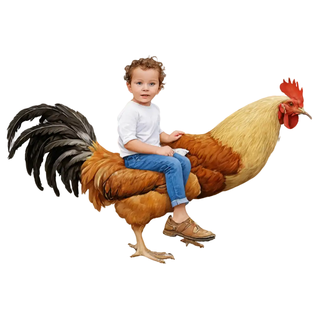 Child-Sitting-on-a-Chicken-PNG-Image-HighQuality-Illustration-for-Versatile-Usage