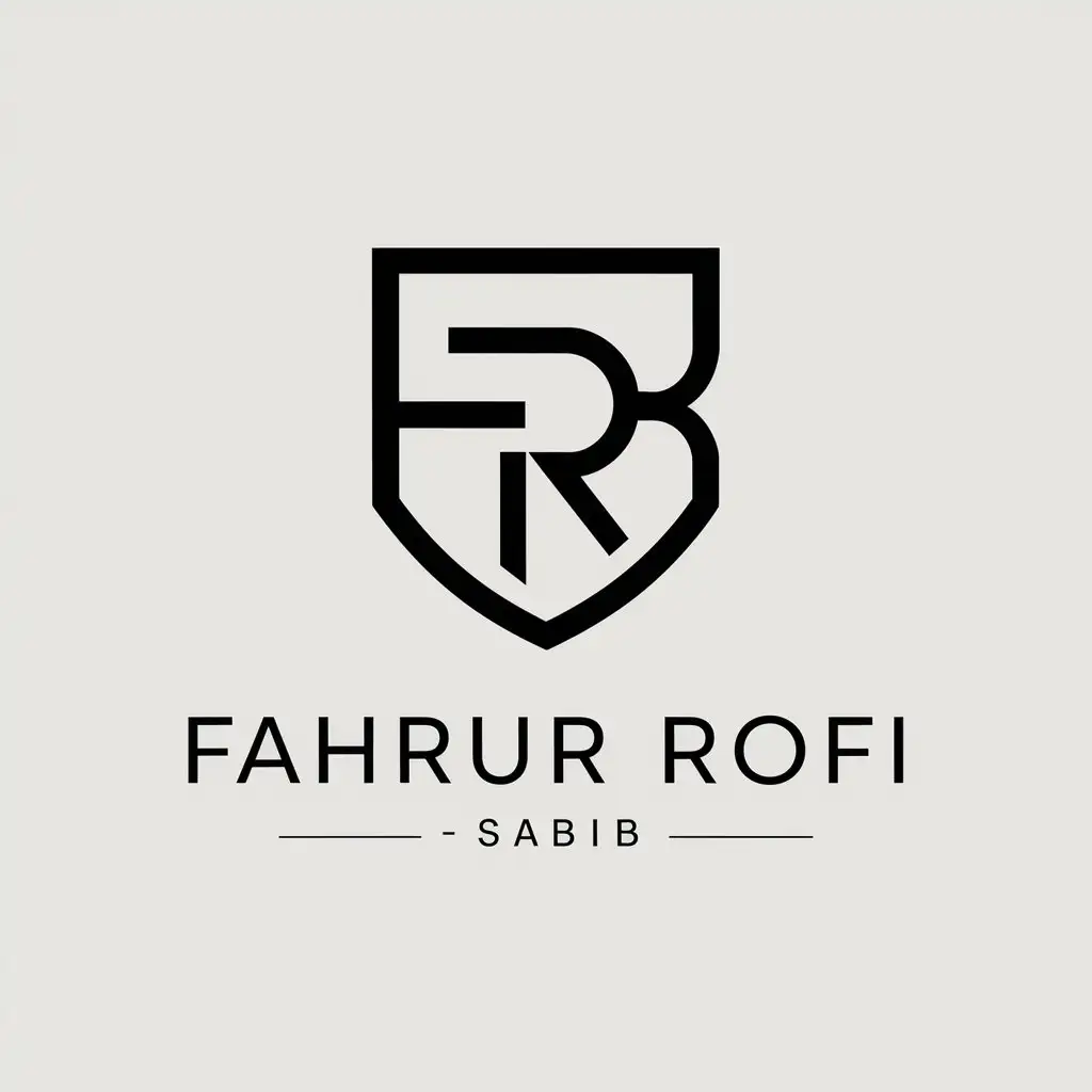 a vector logo design,with the text "Fahrur Rofi - Sabib", main symbol:a vector logo design,with the text 'Fahrur Rofi - Sabib', main symbol:Design a monogram logo consisting of the letters 'F', 'R', and 'B' creatively combined to form a shield.,Moderate,clear background,Minimalistic,clear background